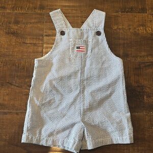 Seersucker Overalls with American Flag Baby Boy 6-9m